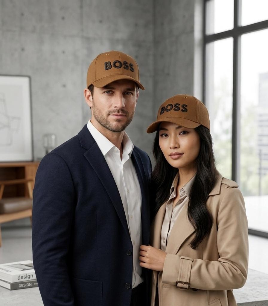 BOSS Tobacco Brown Baseball Cap in Pakistan | Black 3D Embroidered Unisex Cap