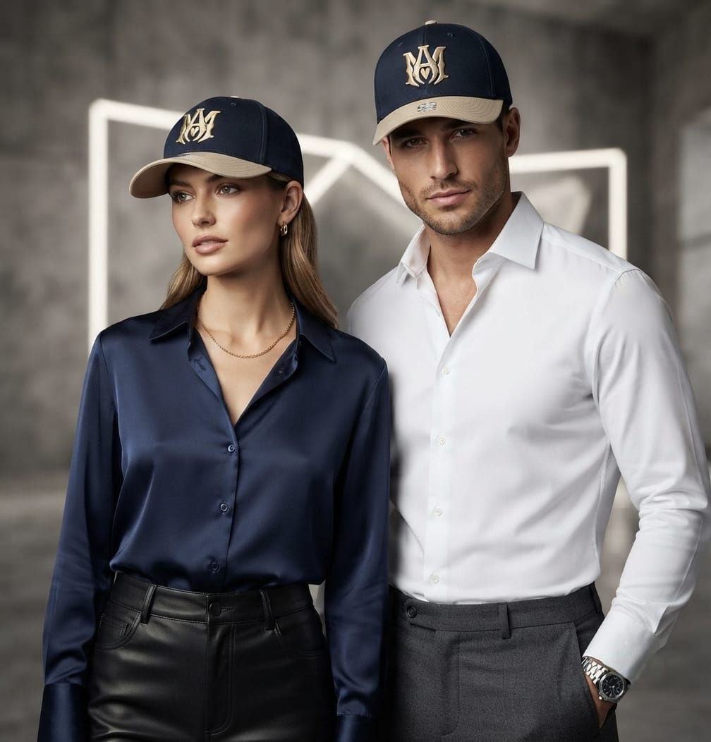 Amiri Navy & Beige Two-Tone Baseball Cap in Pakistan | 3D Embroidered Cap