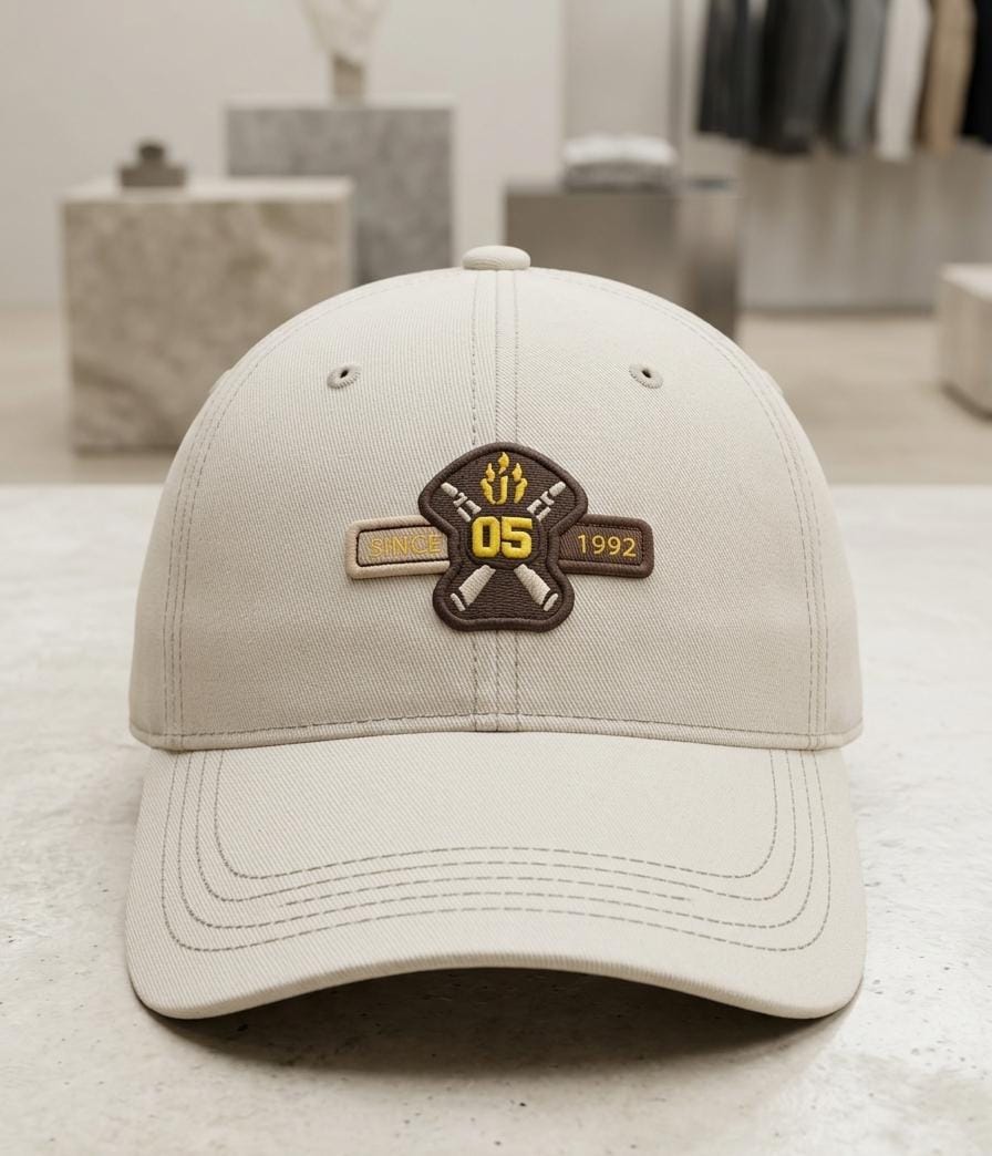 Vintage Emblem Cream Baseball Cap in Pakistan | Off-White Cotton Cap