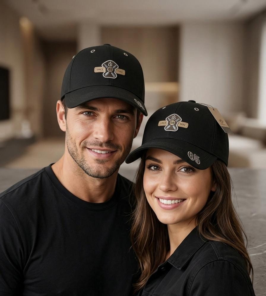 Retro Cross-Bats Patch Black Cotton Cap – Unisex Baseball Cap Pakistan