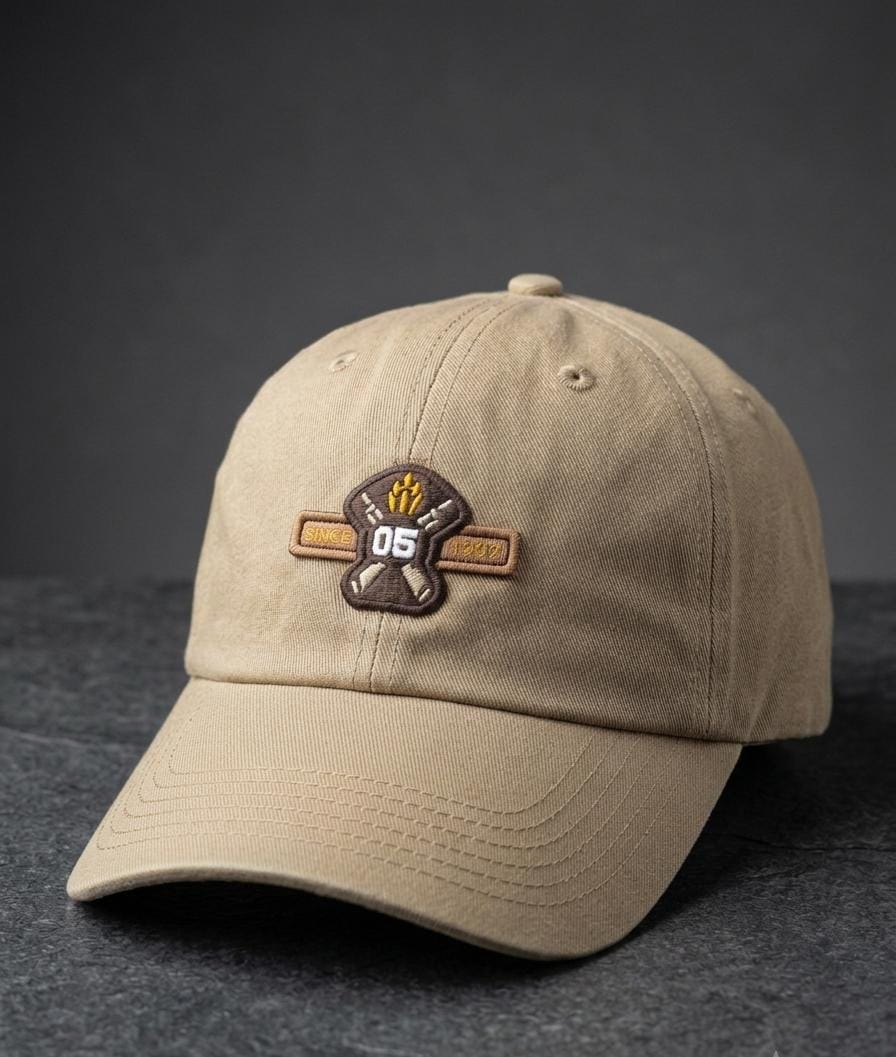 Vintage Emblem Khaki Baseball Cap in Pakistan | Beige Cotton Cap
