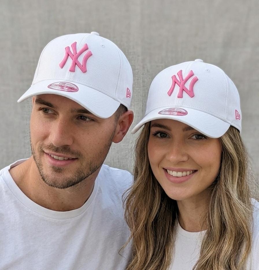 White NY Yankees Pink Embroidered Baseball Cap - Premium 9FORTY Style