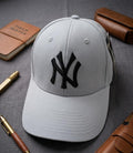 NY Yankees Embroided Grey Baseball Cap - Premium Cotton
