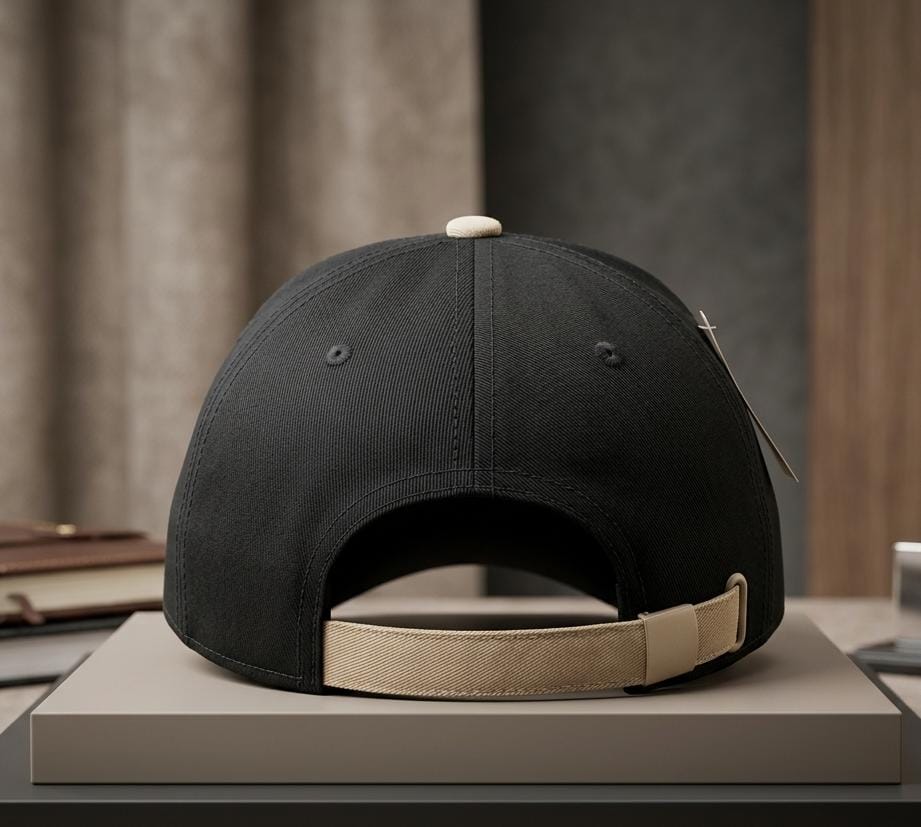 Black & Beige Nike Embroidered Swoosh Baseball Cap - Premium Cotton