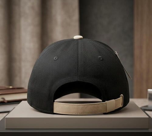 Black & Beige Nike Embroidered Swoosh Baseball Cap - Premium Cotton