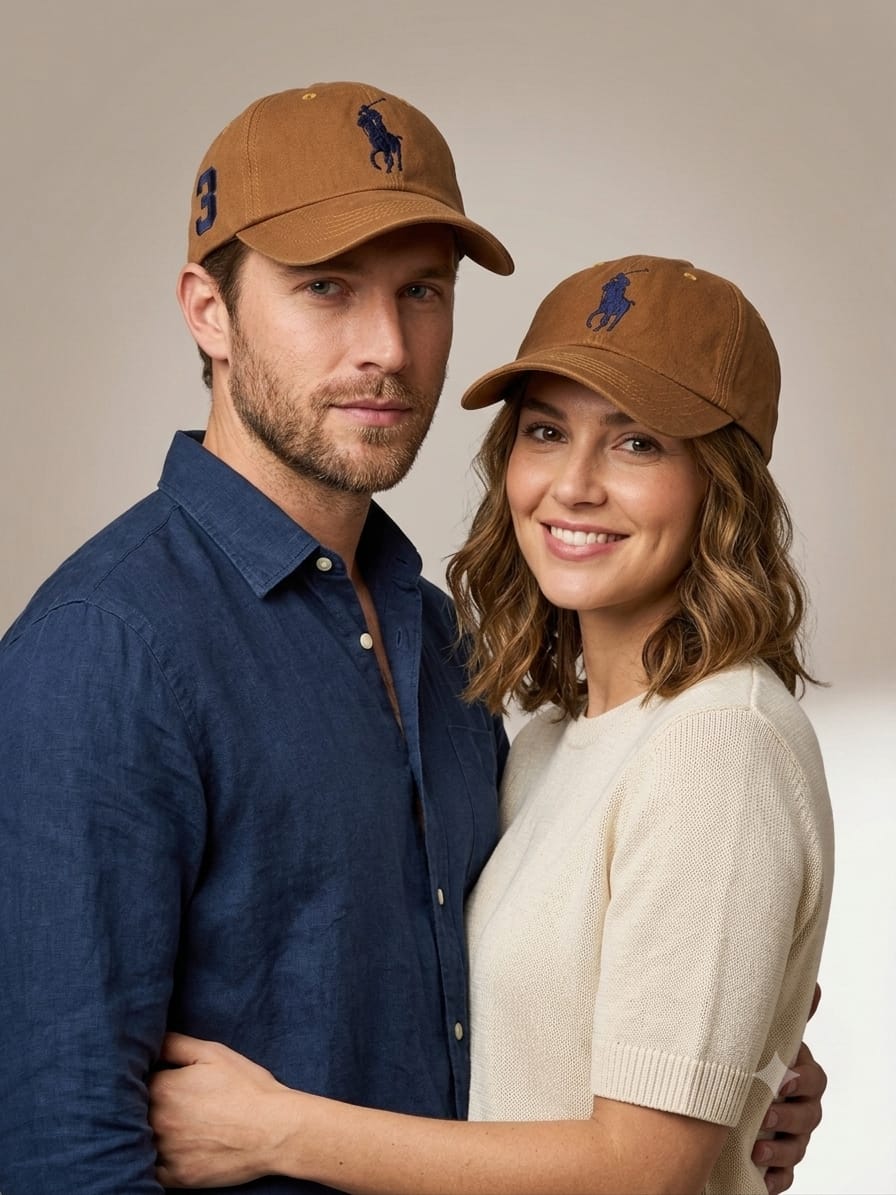 Classic Embroidered Polo Style Baseball Cap with Side Patch – Brown
