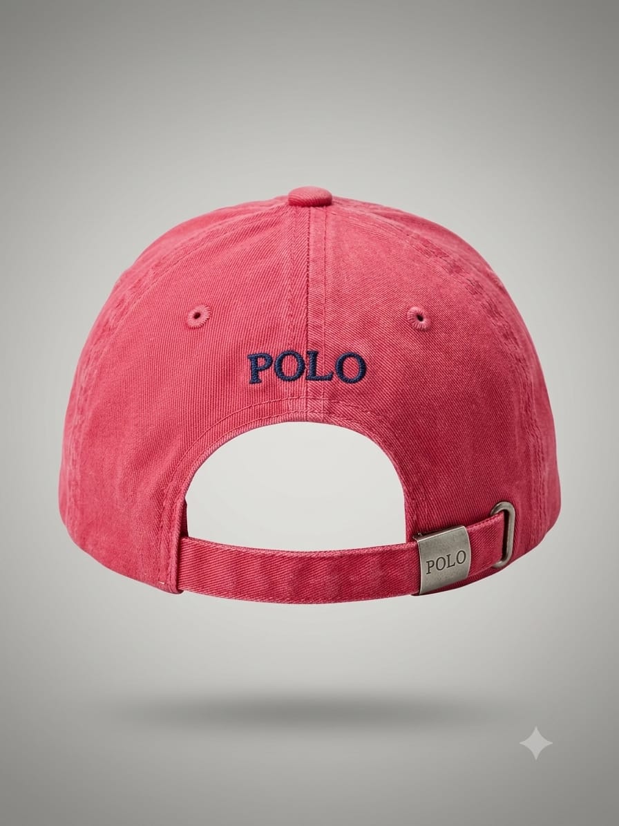 Classic Embroidery Polo Pony Cotton Baseball Cap – Coral Pink