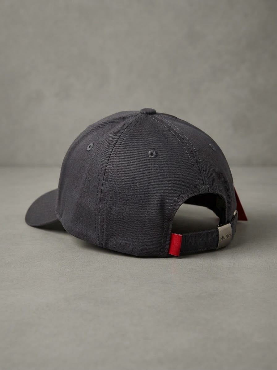 HUGO Red Logo Patch Cotton Baseball Cap – Dark Grey