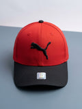 Puma 3D Black Cat Embroidered Cotton Baseball Cap – Dual Tone Red & Black