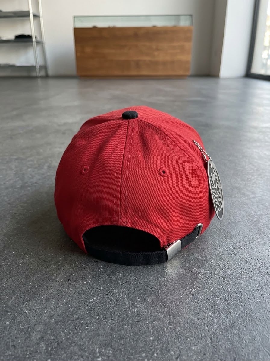 Puma 3D Black Cat Embroidered Cotton Baseball Cap – Dual Tone Red & Black