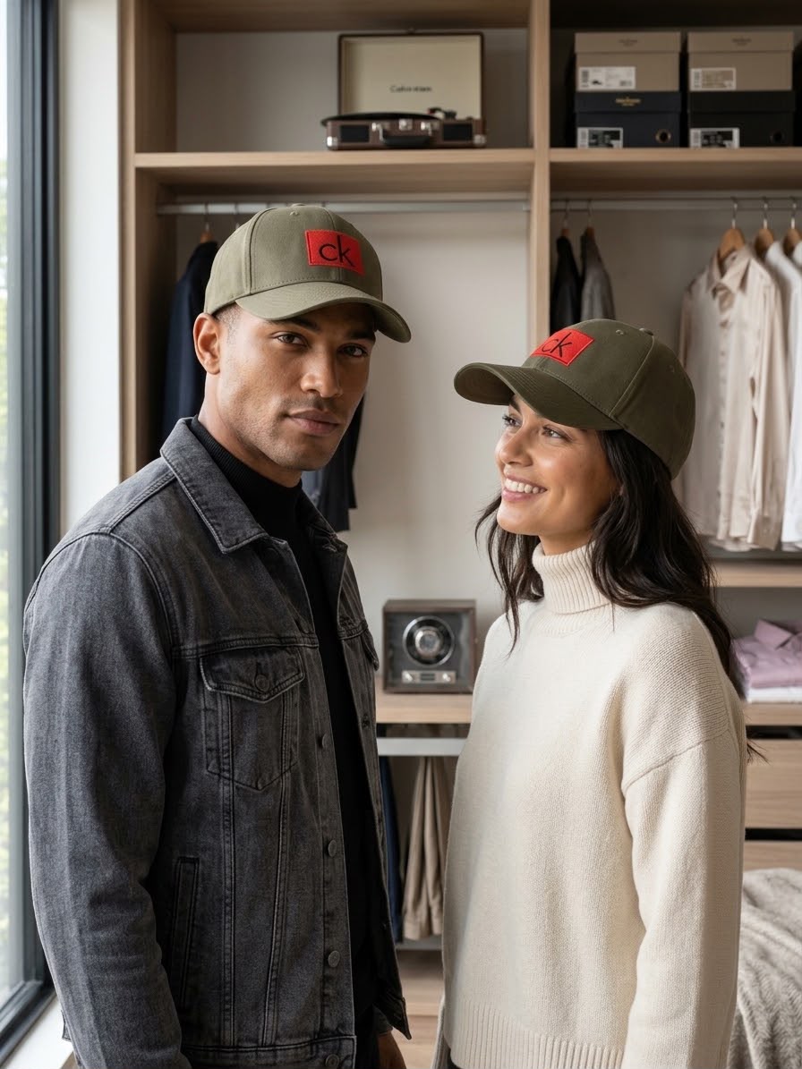 Calvin Klein CK Box Logo Embroidered Baseball Cap - Olive Green