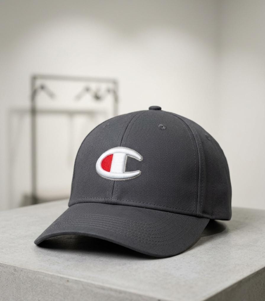 Champion Logo Embroidered Baseball Cap - Charcoal Grey