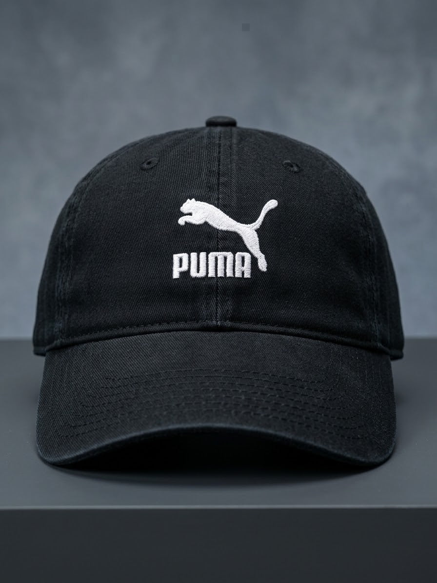 PUMA Classic Embroidered Logo Baseball Cap – Jet Black
