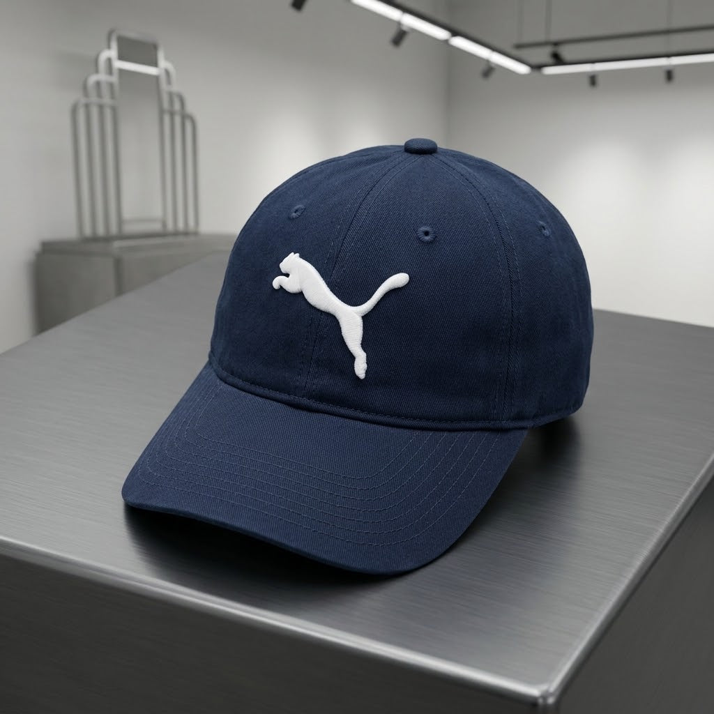 PUMA Big Cat Embroidered Logo Baseball Cap – Dark Navy