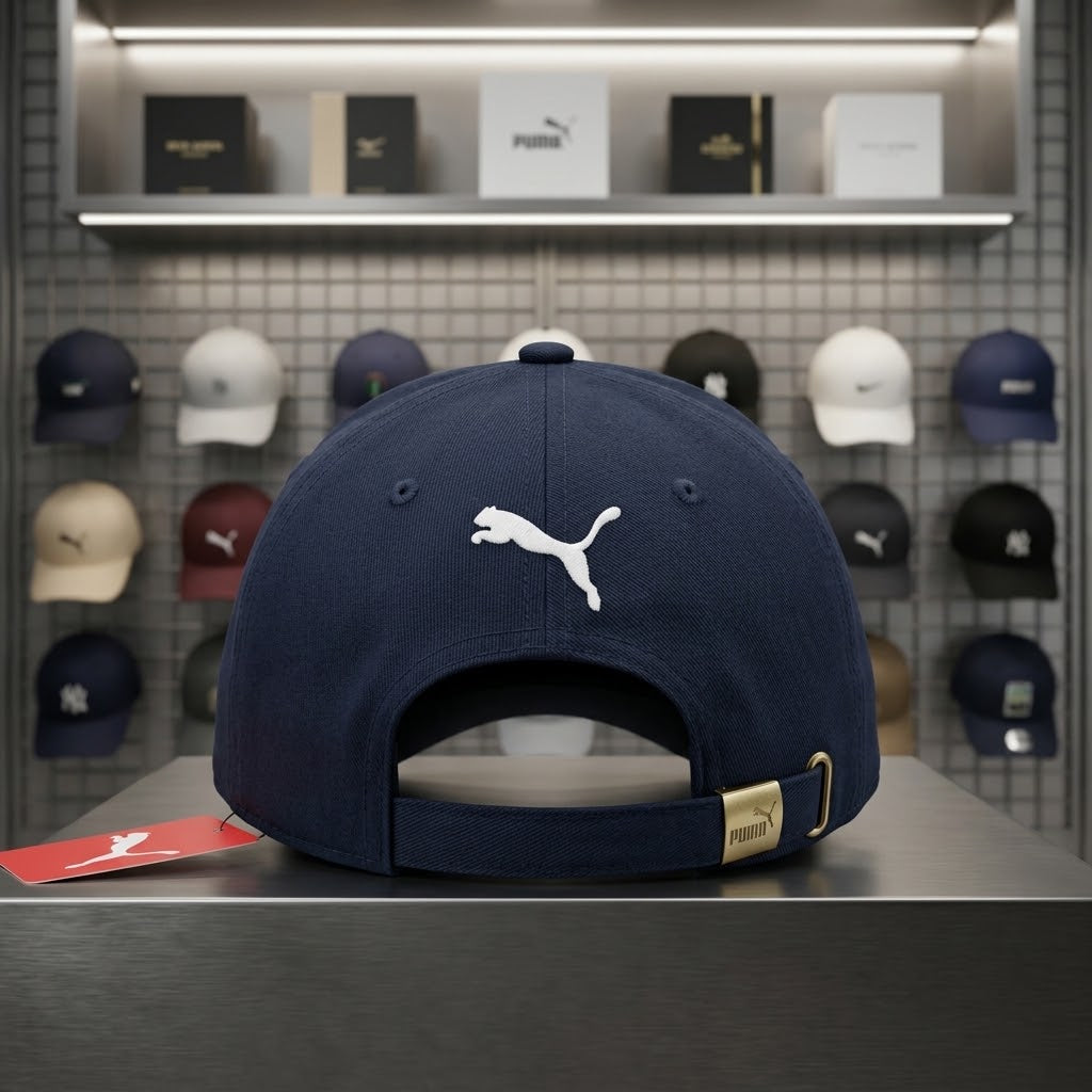 PUMA Big Cat Embroidered Logo Baseball Cap – Dark Navy